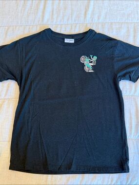 Black Tee with Green Motorbike Graphic